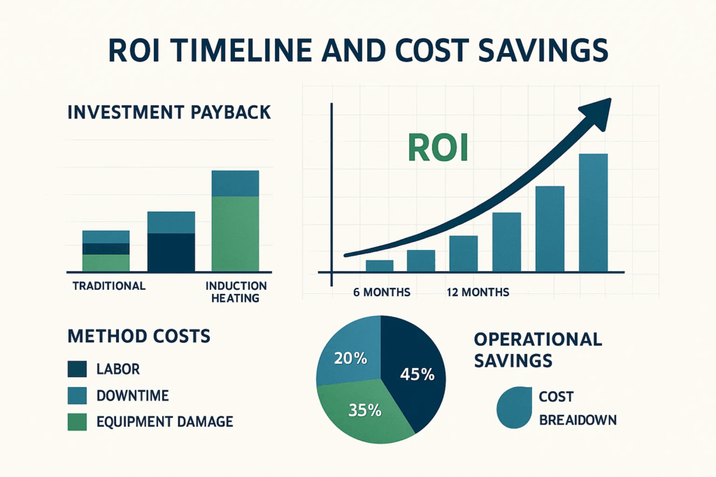 Return on investment analysis chart for induction heating equipment showing cost savings and payback timeline