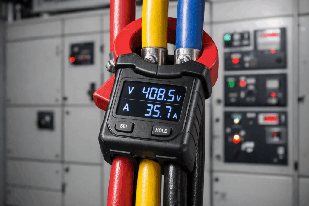 Non-invasive ESA current sensors monitoring three-phase motor electrical parameters