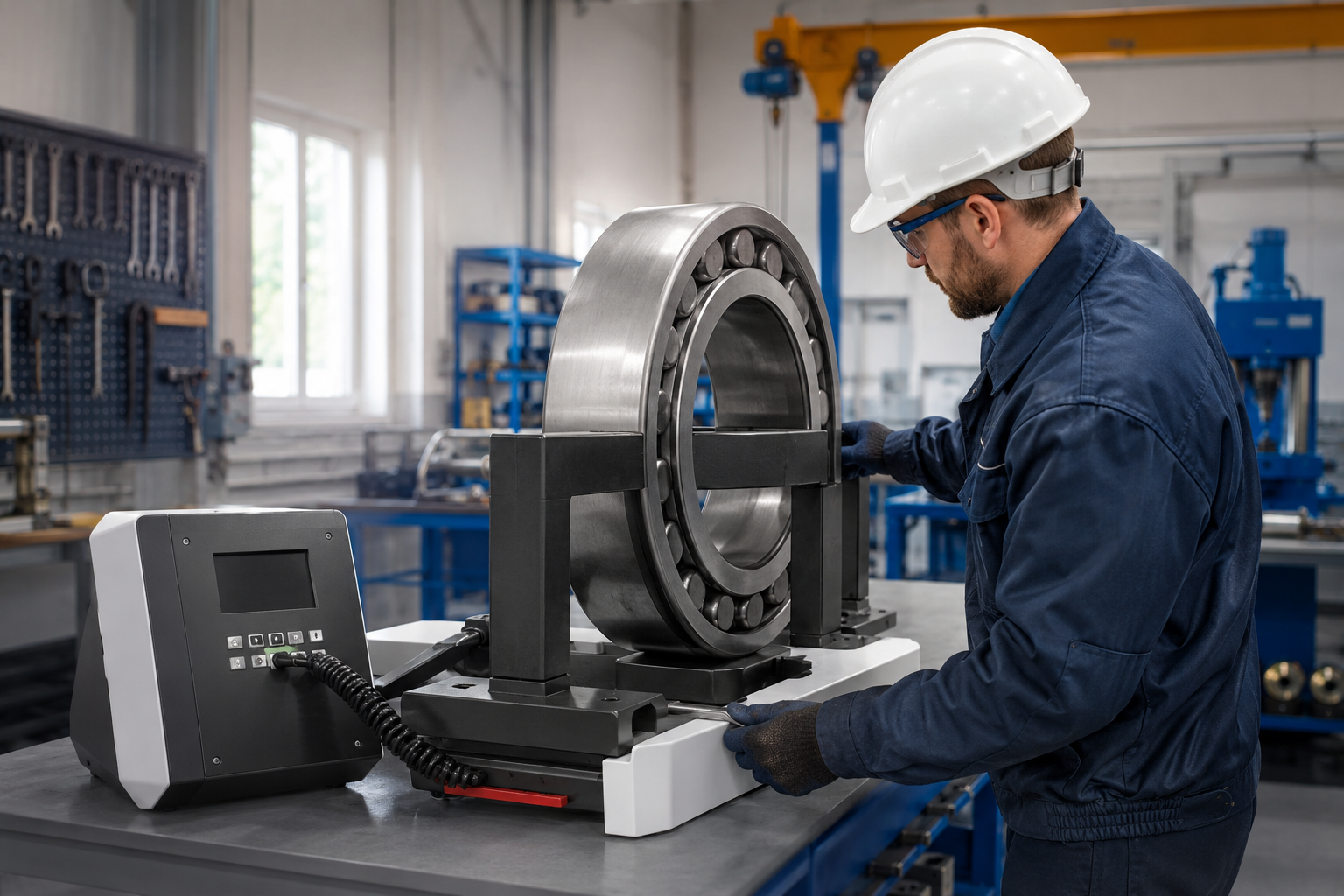 Bearing induction heater for industrial bearing installation