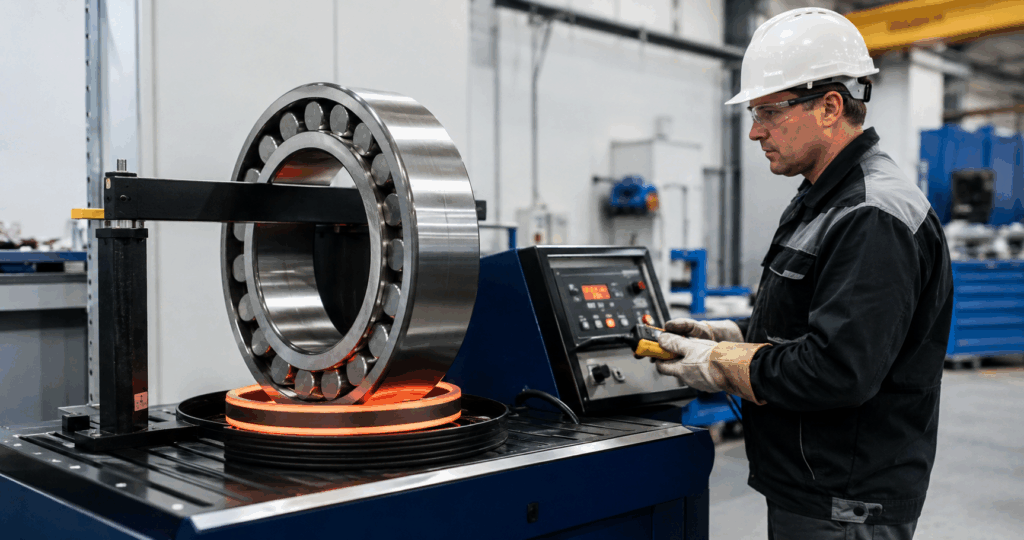 Bearing induction heater for industrial bearing fitting
