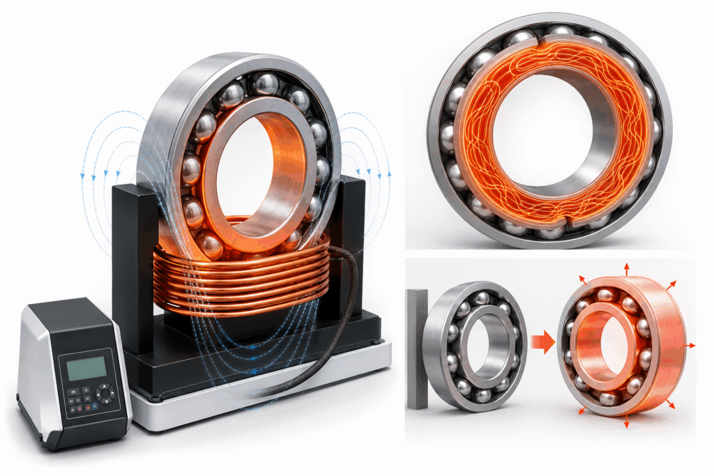 How a bearing induction heater works using electromagnetic induction