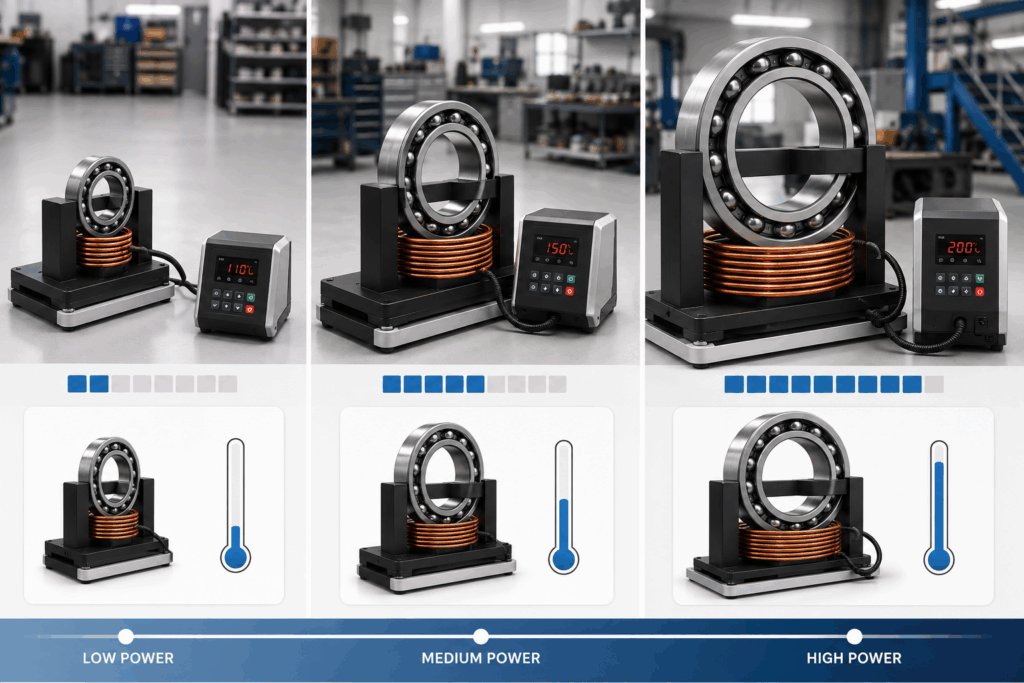 Choosing induction heater power based on bearing size and weight