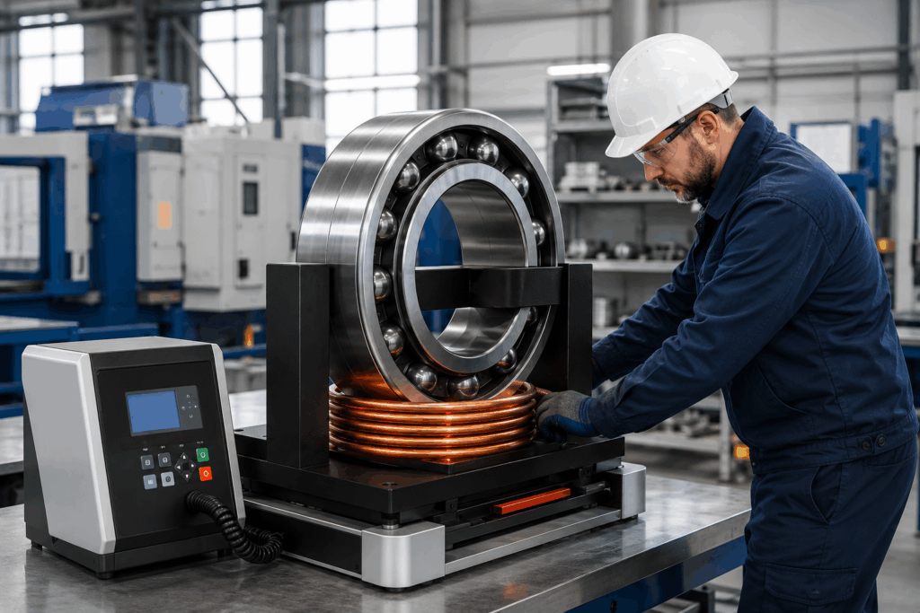 Industrial bearing induction heater for precision bearing mounting